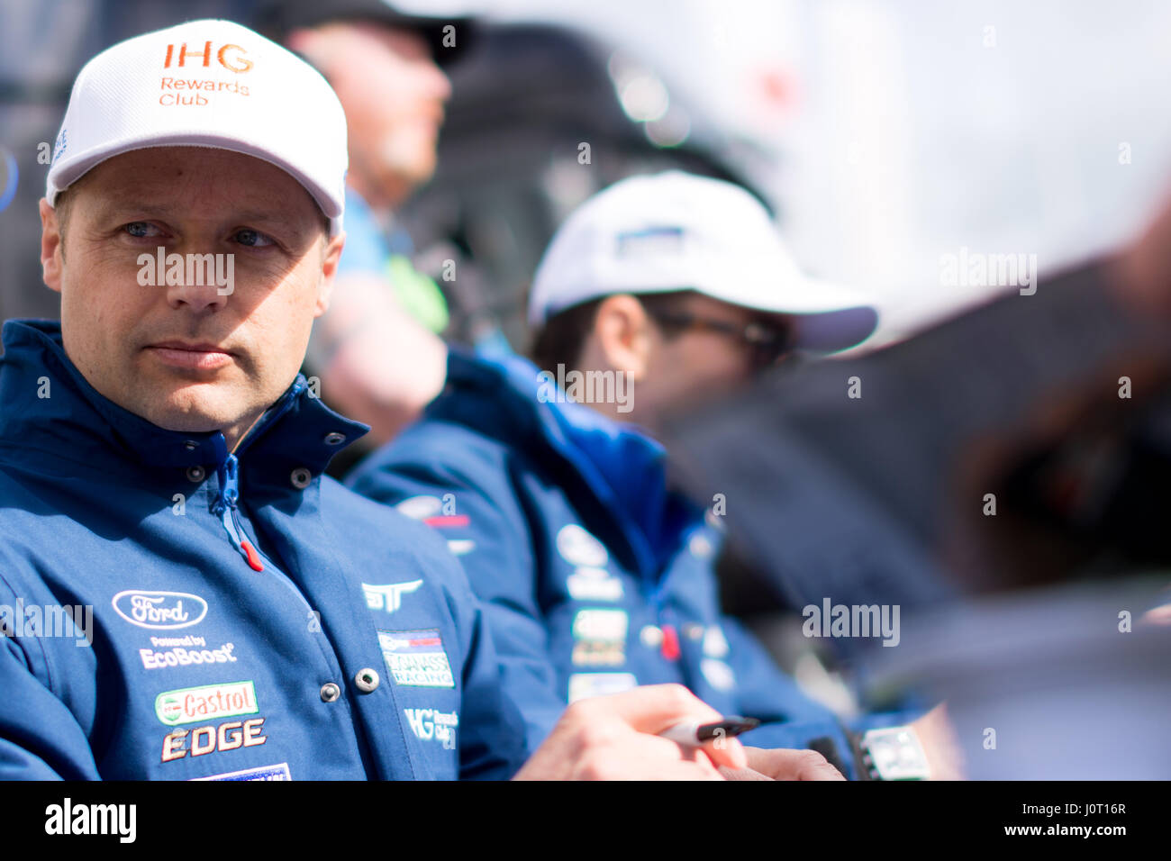 Towcester, Northamptonshire, UK. 16th April, 2017. FIA WEC racing driver Andy Priaulx (GBR) and Ford Chip Ganassi  Team UK during the 6 Hours of Silverstone of the FIA World Endurance Championship Autograph session at Silverstone Circuit Photo by Gergo Toth / Alamy Live News Stock Photo