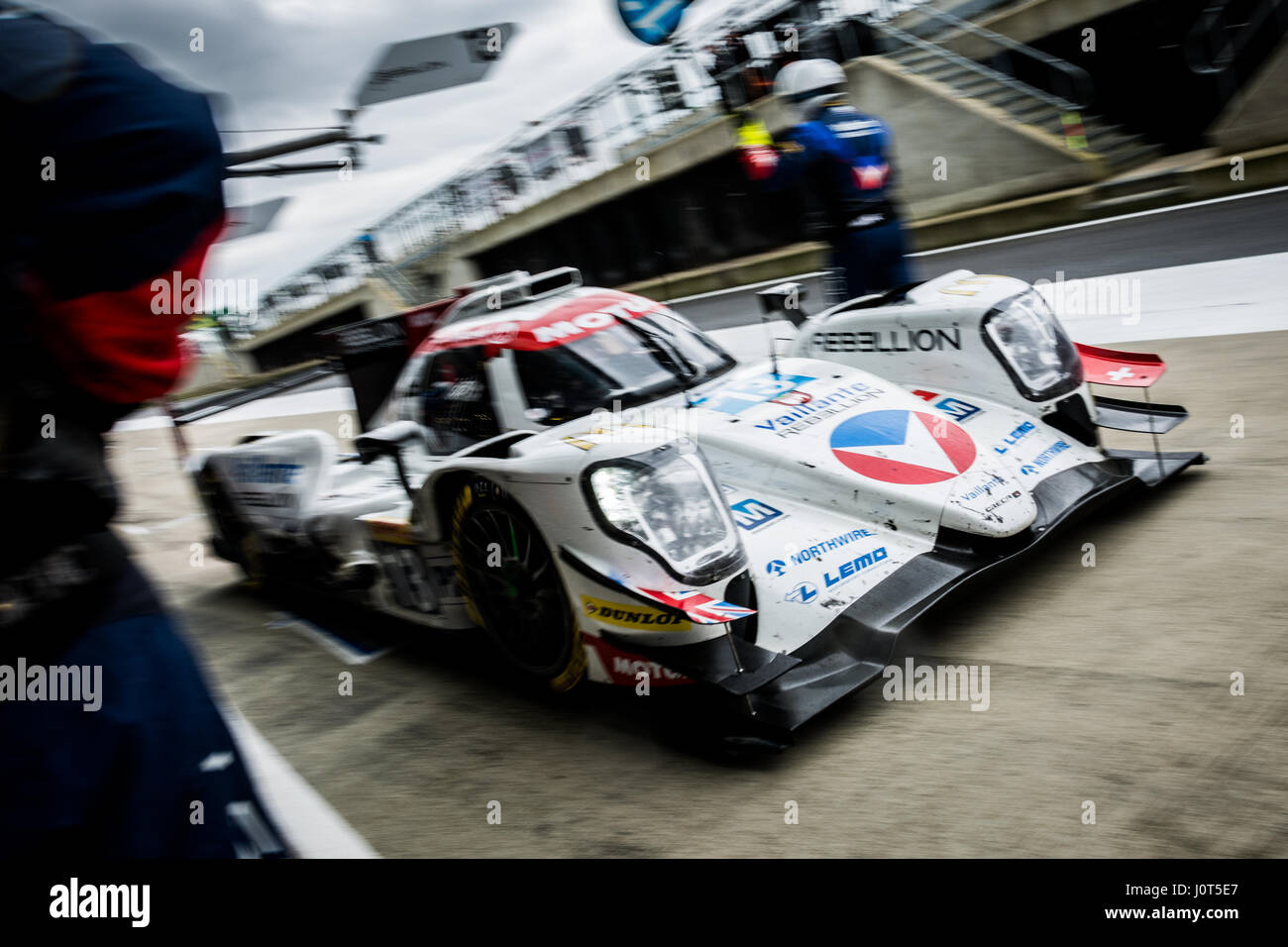 Towcester, Northamptonshire, UK. 16th Apr, 2017. FIA WEC racing team Vaillante Rebellion during the 6 Hours of Silverstone of the FIA World Endurance Championship Autograph session at Silverstone Circuit Credit: Gergo Toth/Alamy Live News Stock Photo