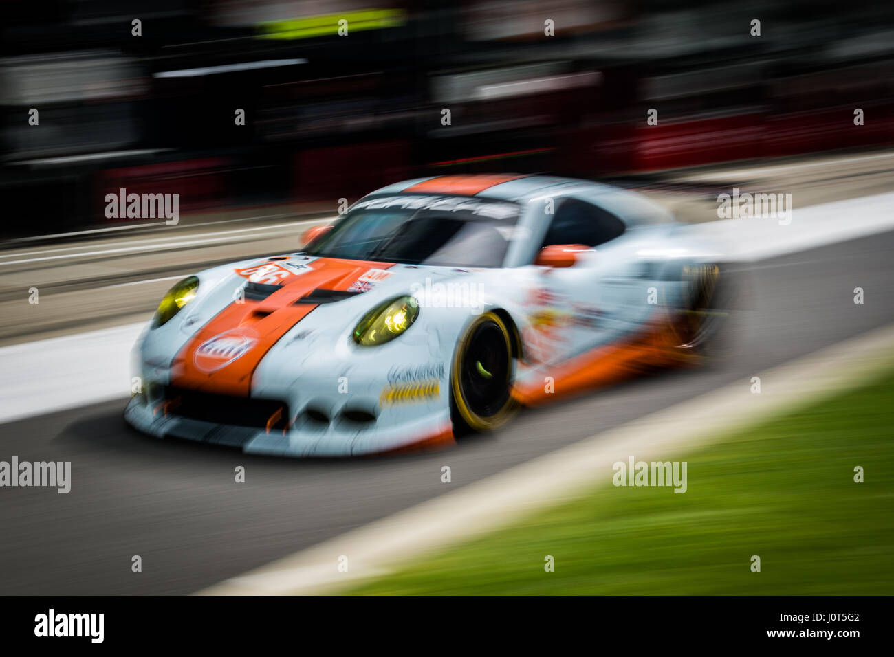 Towcester, Northamptonshire, UK. 16th Apr, 2017. FIA WEC racing team Gulf Racing during the 6 Hours of Silverstone of the FIA World Endurance Championship Autograph session at Silverstone Circuit Credit: Gergo Toth/Alamy Live News Stock Photo
