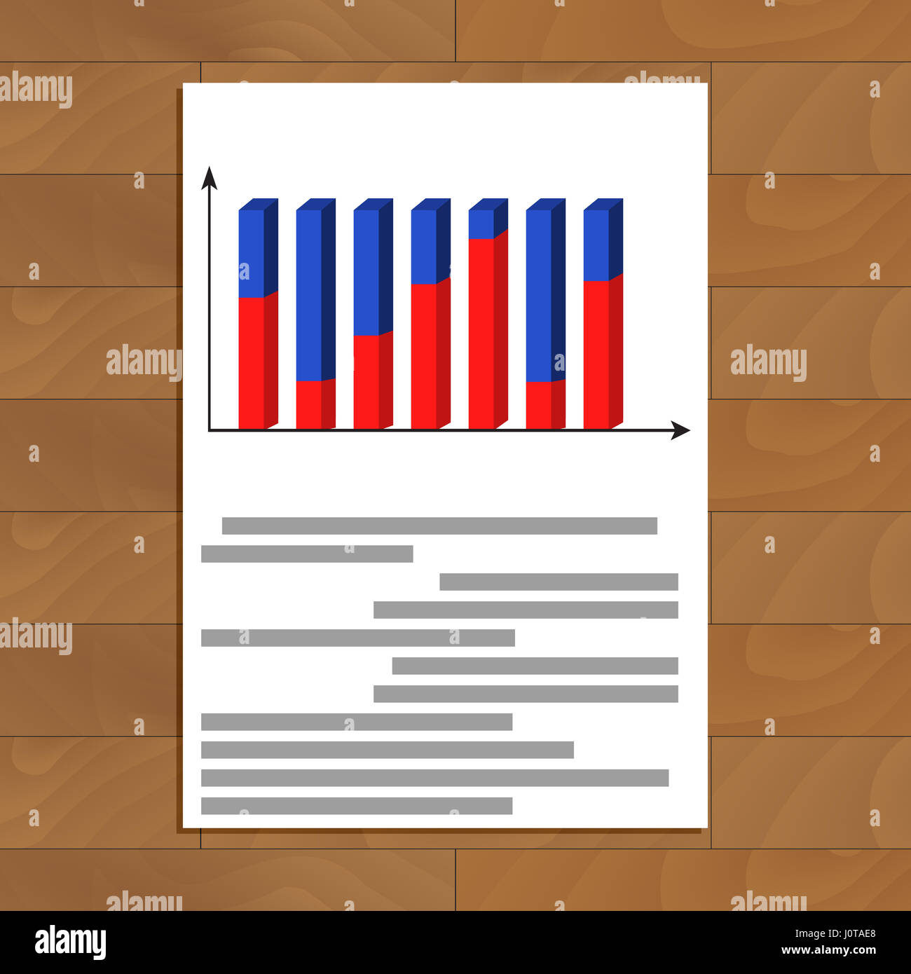 Document with 3d graphic. Infochart colored, analysis diagram finance ...