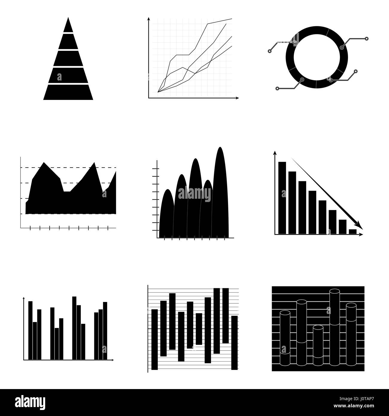 Graph and charts. Business infograph and diagram, vector illustration Stock Photo