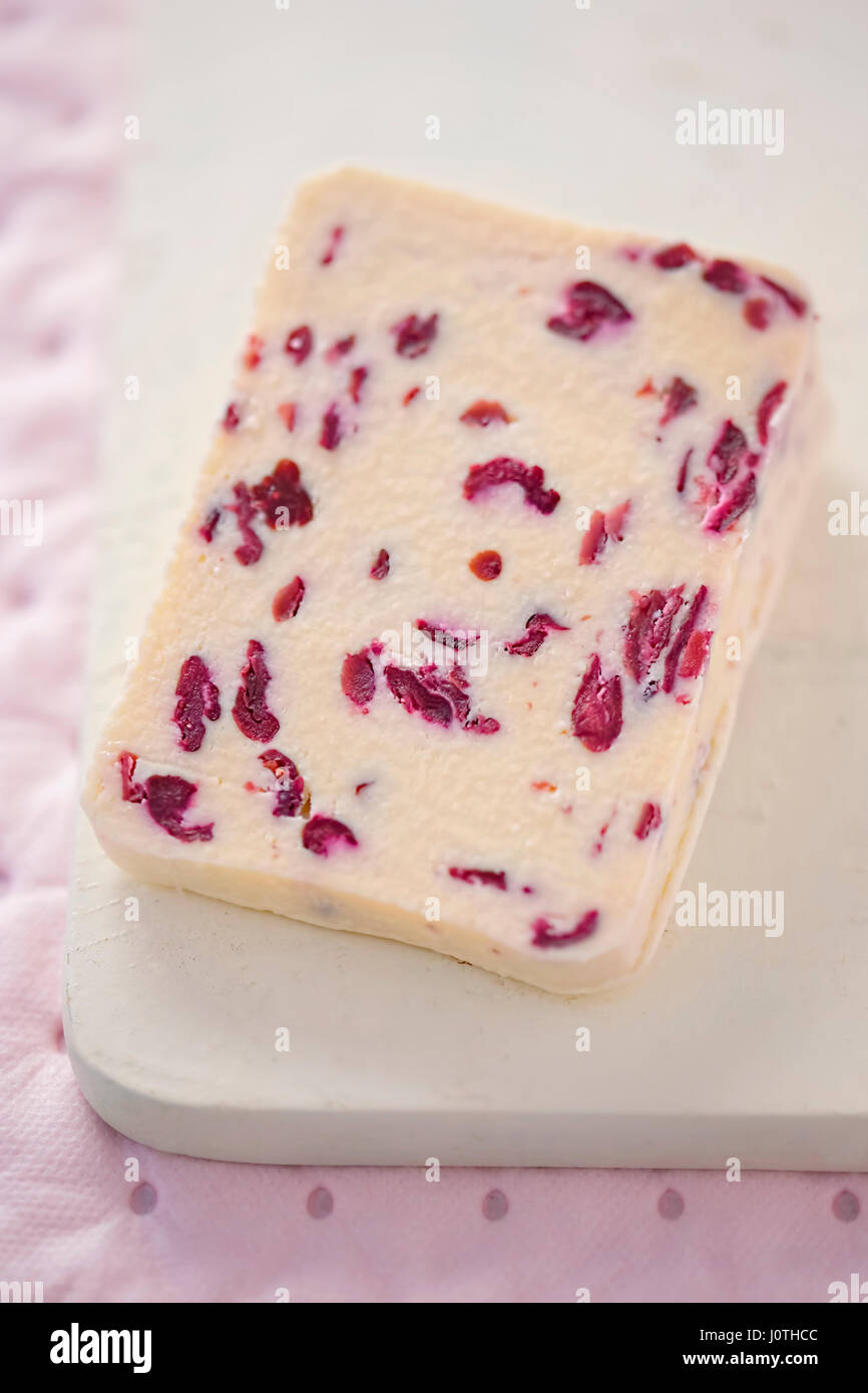 Wensleydale cheese with cranberries Stock Photo