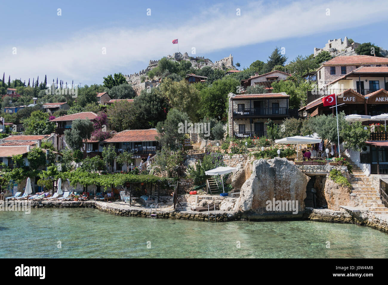SIMENA, TURKEY - MAY 20 : Kalekoy Simena settlement in Uchagiz bay of ...