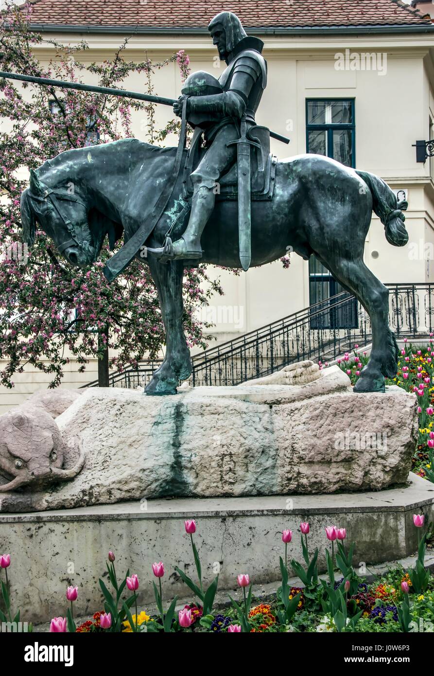 Zagreb, Croatia - The statue of St. George and the Dragon Stock Photo