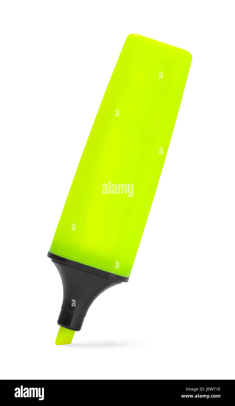 Yellow Highlighter Writing Isolated on White Background Stock Photo Alamy