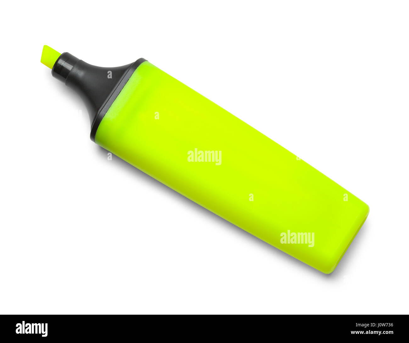 Bright Yellow Highlighter Marker Isolated on White Background. Stock Photo
