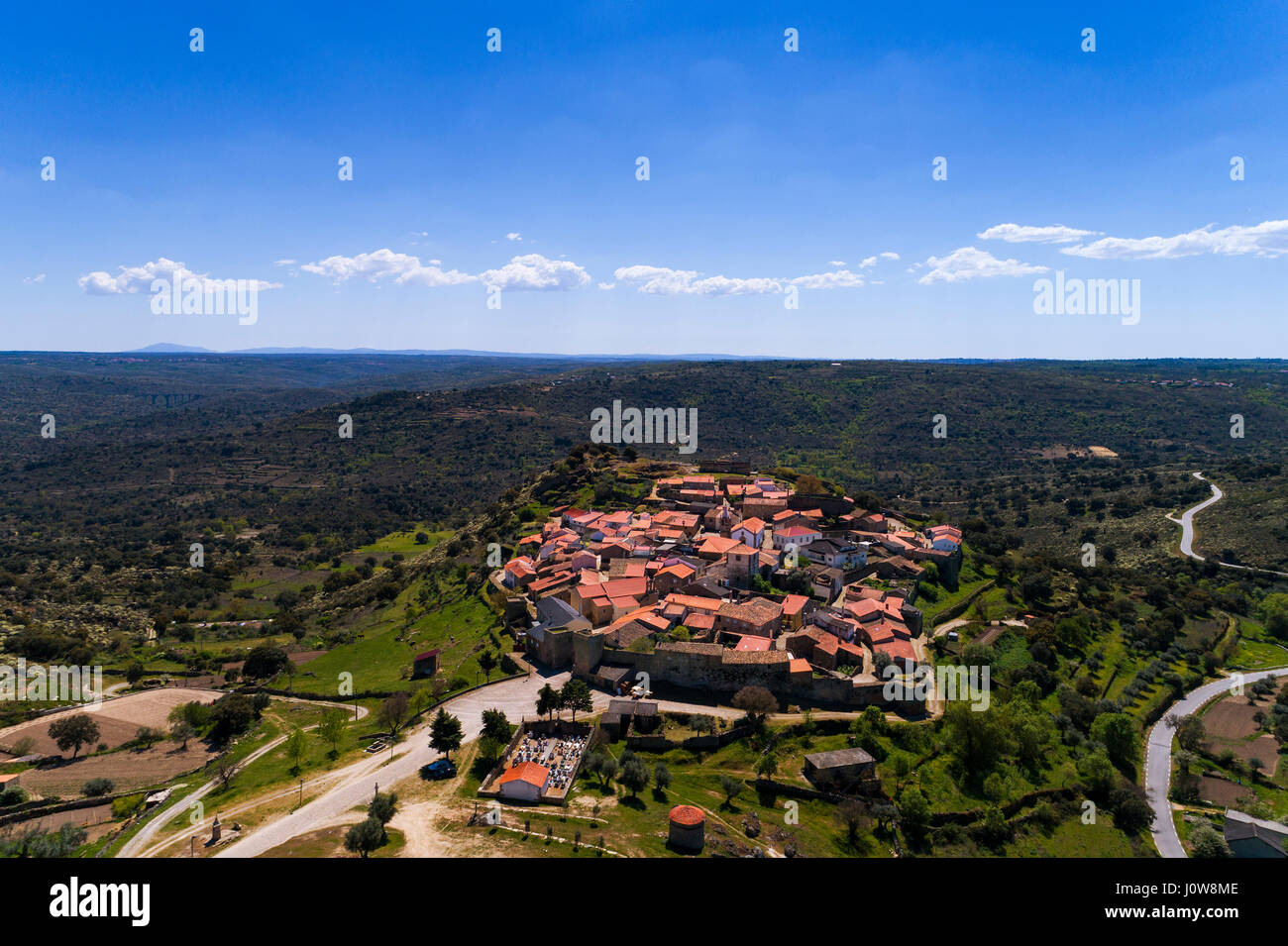 Aerial view of the Castelo Mendo Village in Portugal; Concept for travel in Portugal Stock Photo