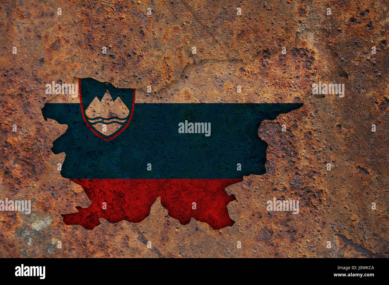 Map and flag of Slovenia on rusty metal Stock Photo - Alamy