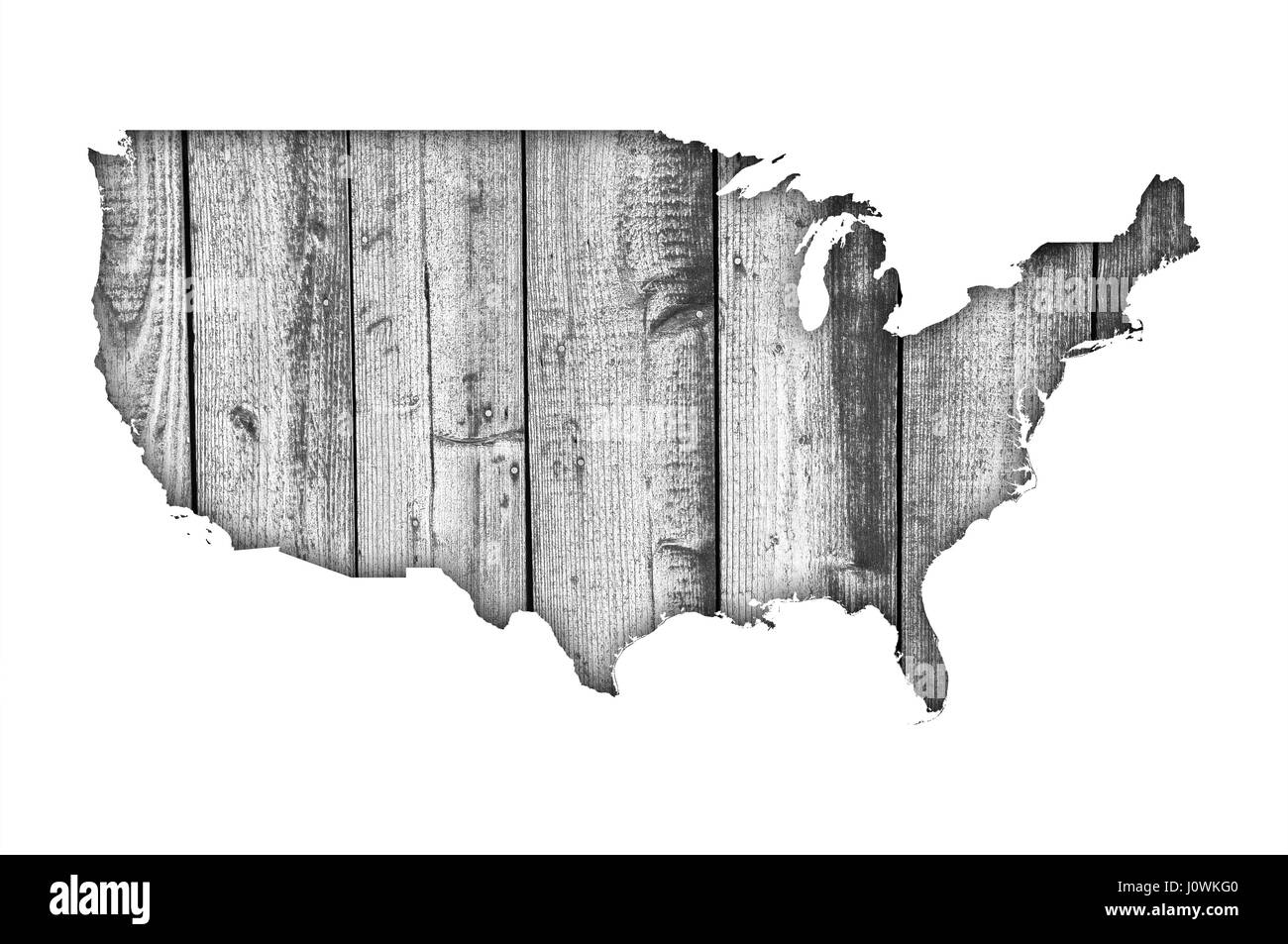 Map of the USA on weathered wood Stock Photo - Alamy