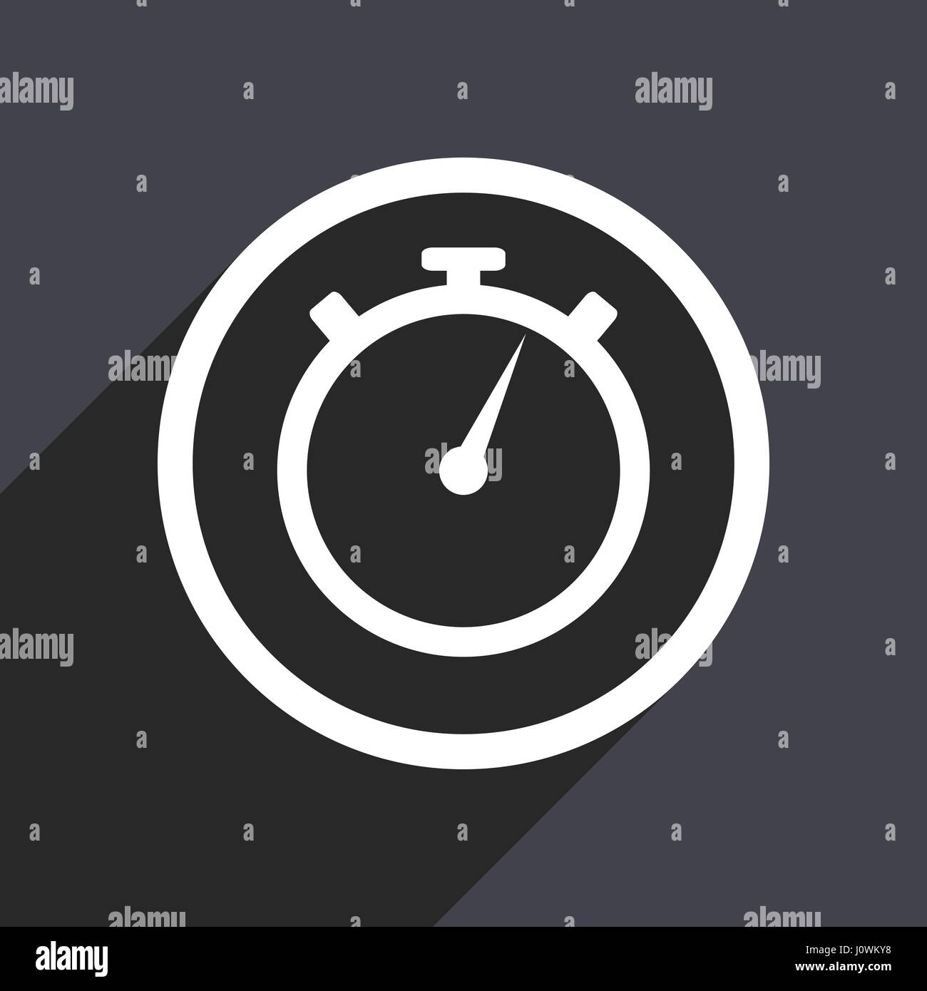 Stopwatch flat design white vector web icon on gray background with ...