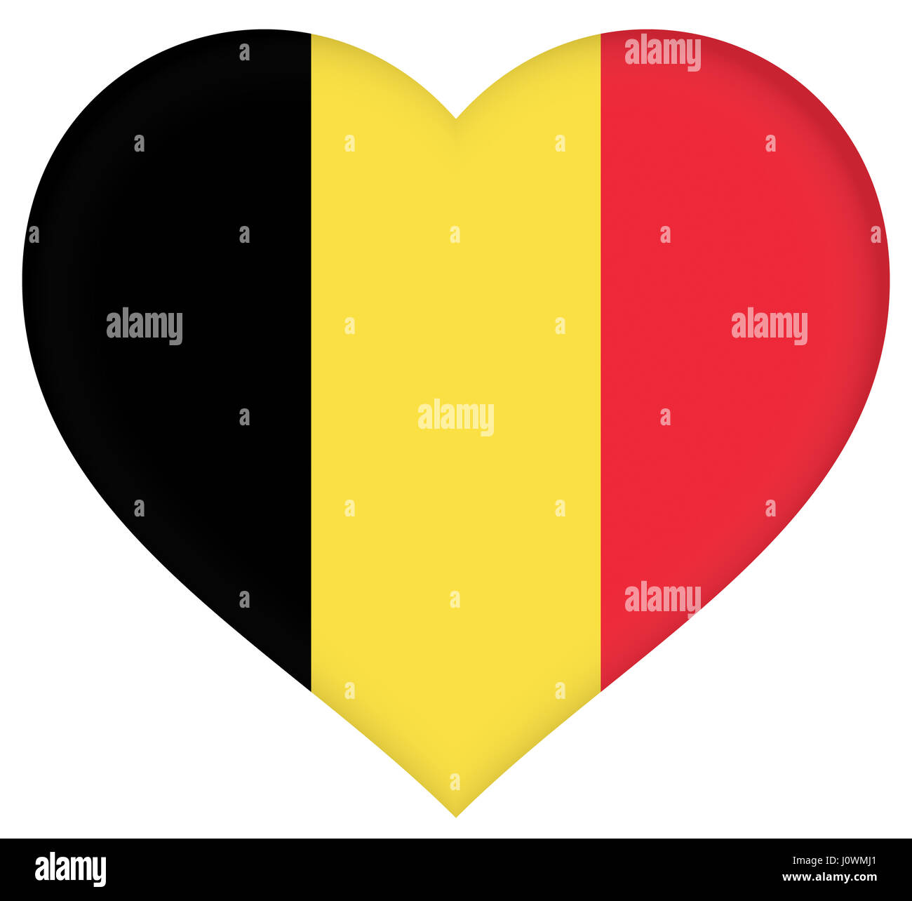 Illustration of the flag of Belgium with a heart shape Stock Photo