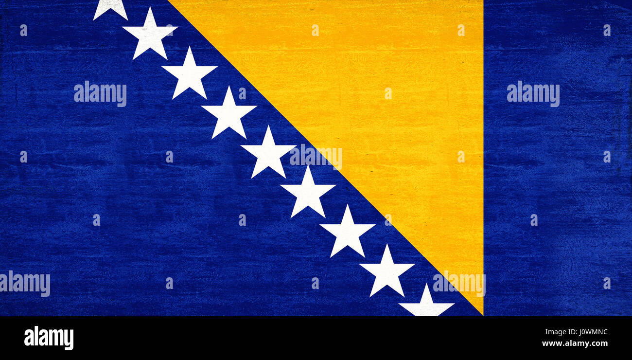 Illustration of the flag of Bosnia and Herzegovina with a grunge ...