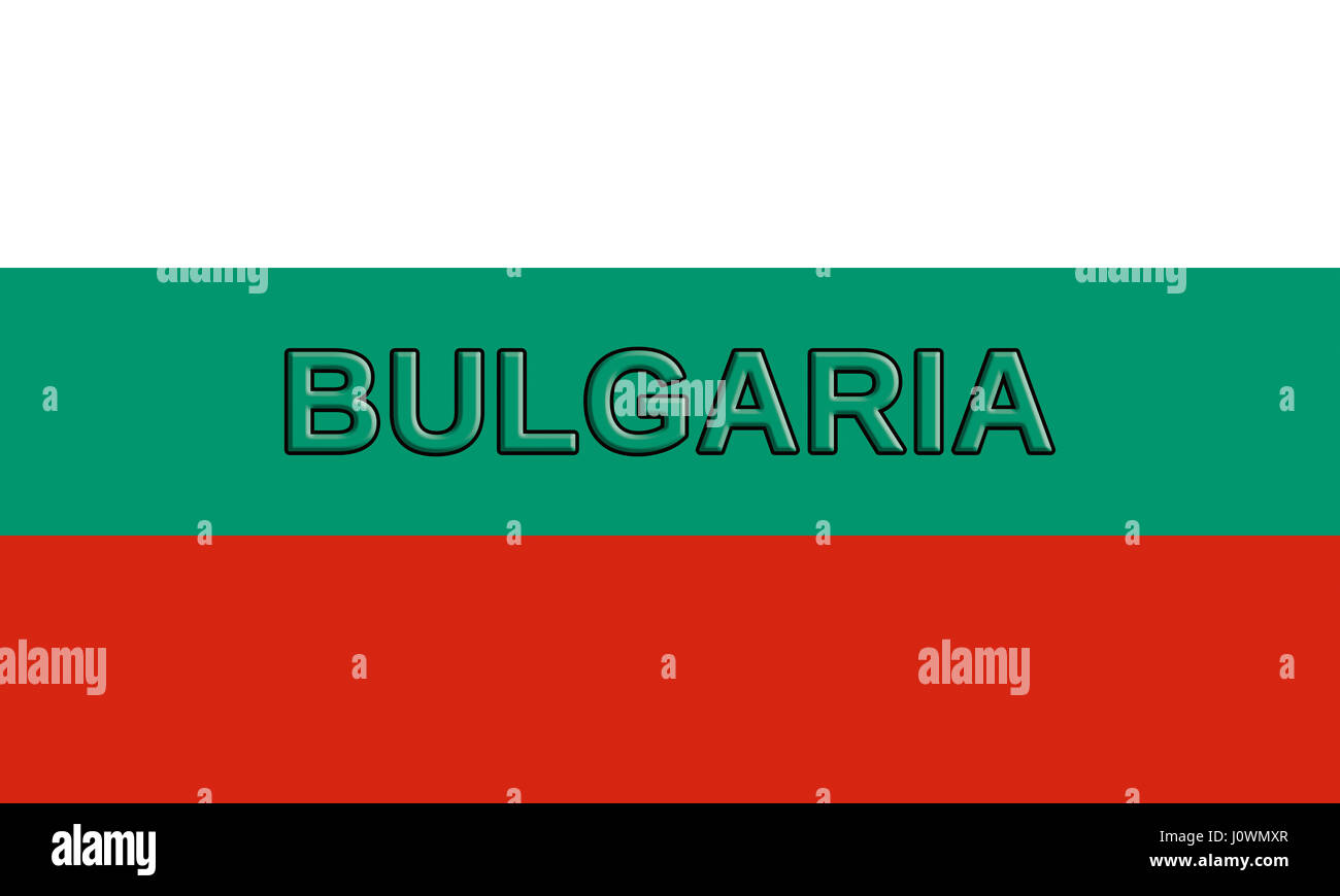 Illustration of the national flag of Bulgaria with the country on the flag Stock Photo