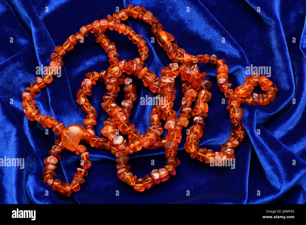 Beads of amber resin curing magical and coniferous trees Stock Photo