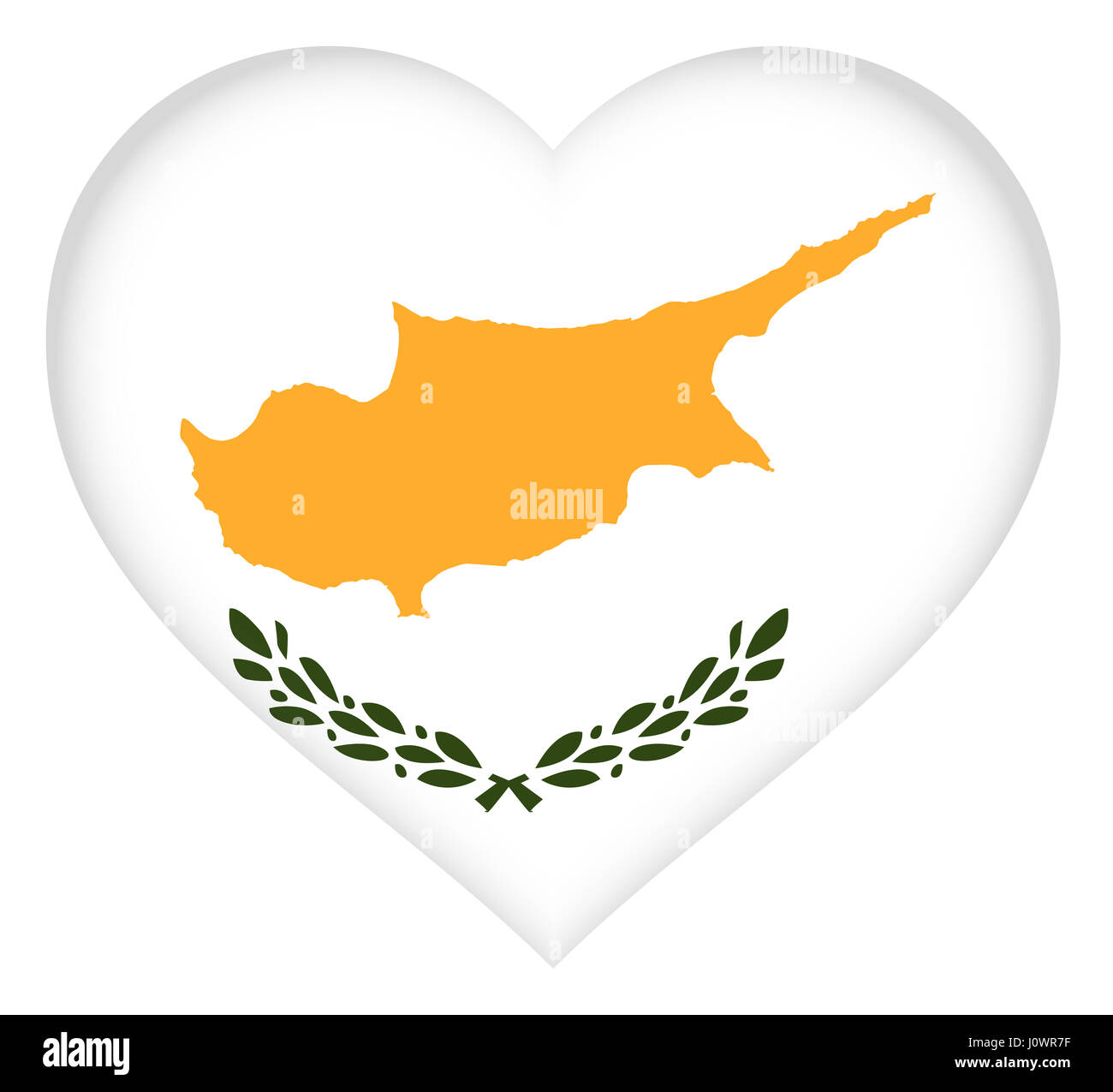 Illustration of the national flag of Cyprus shaped like a heart Stock Photo
