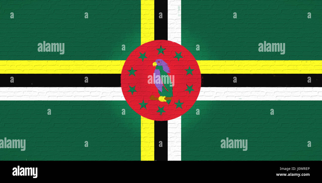 Illustration of the flag of Dominica looking like it is painted onto a ...