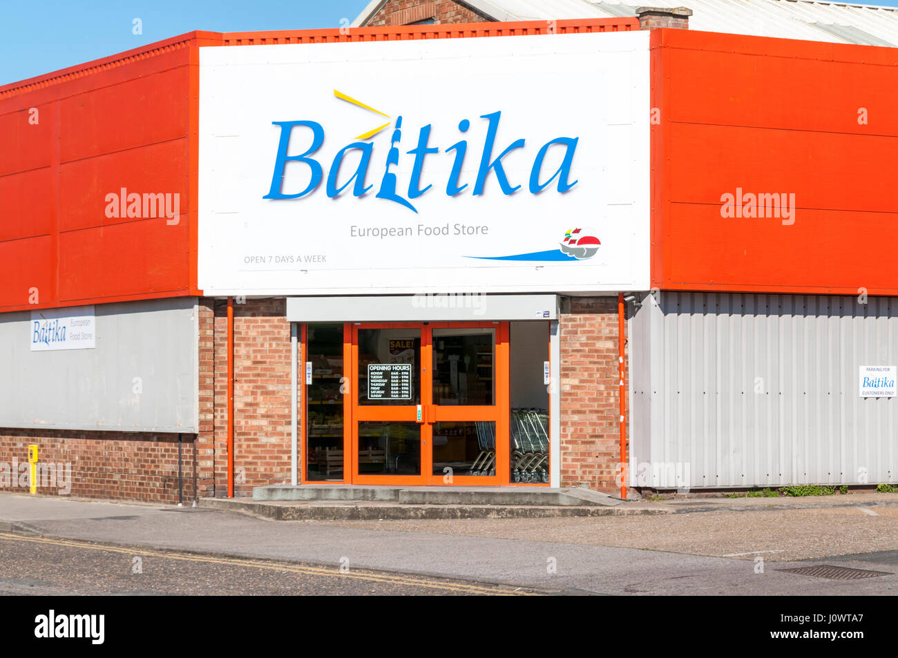 The Baltika East European food supermarket in King's Lynn, Norfolk Stock Photo