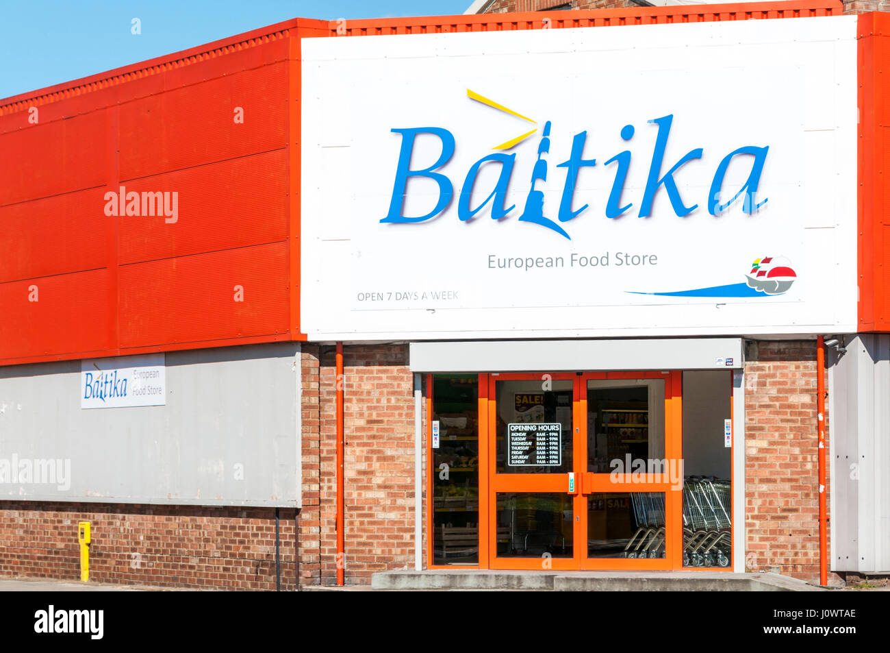 The Baltika East European food supermarket in King's Lynn, Norfolk Stock Photo