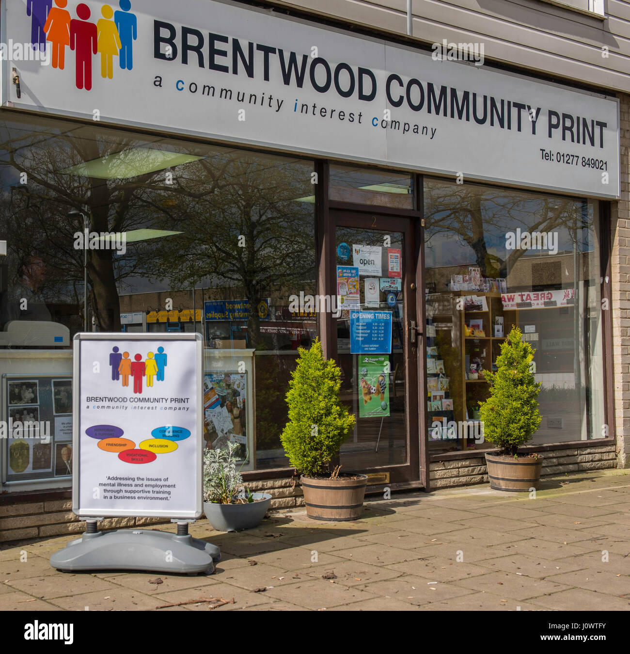 Brentwood Community Print - Community business that is staffed by people recovering from mental illness to help them develop life and personal skills  Stock Photo