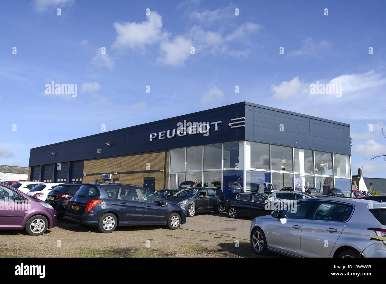 John Pease Peugeot Dealership, Manor Street, Braintree, Essex Stock Photo