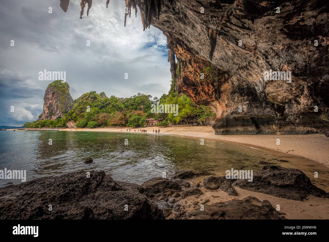 Phra Nang beach viewed from inside the Princess Cave - Railay, Ao Nang, Krabi province, Thailand Stock Photo