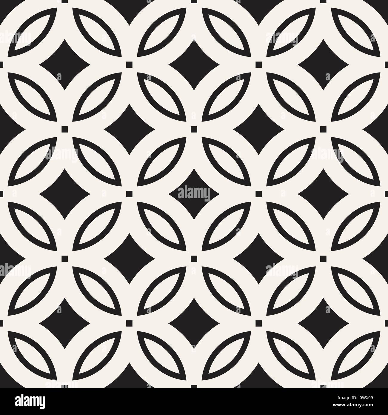 Vector Seamless Black And White Geometric Rounded Lines Pattern ...