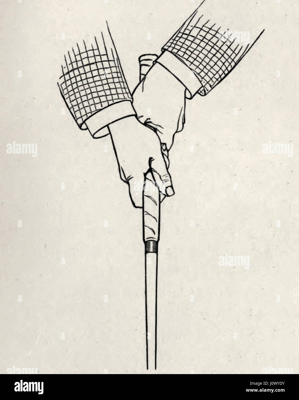 Proper Grip, hands over or above. From an 1887 Golf Book Stock Photo