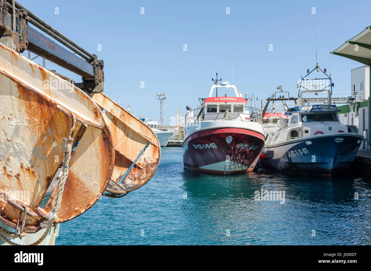 A view with perspective in Garrucha port, Almería province, Spain. Stock Photo