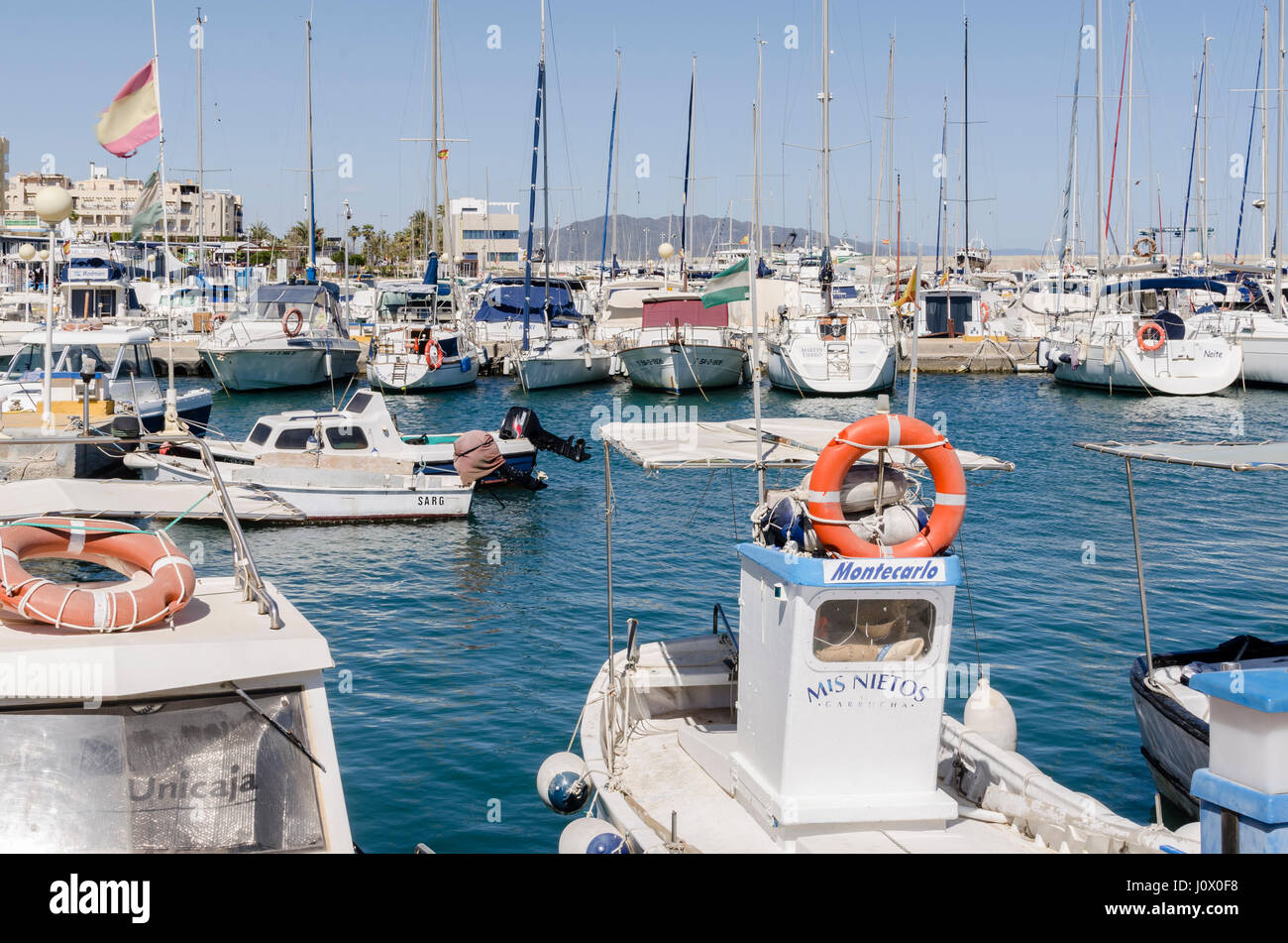 An orange float view in Garrucha port, Almería province, Spain. Stock Photo