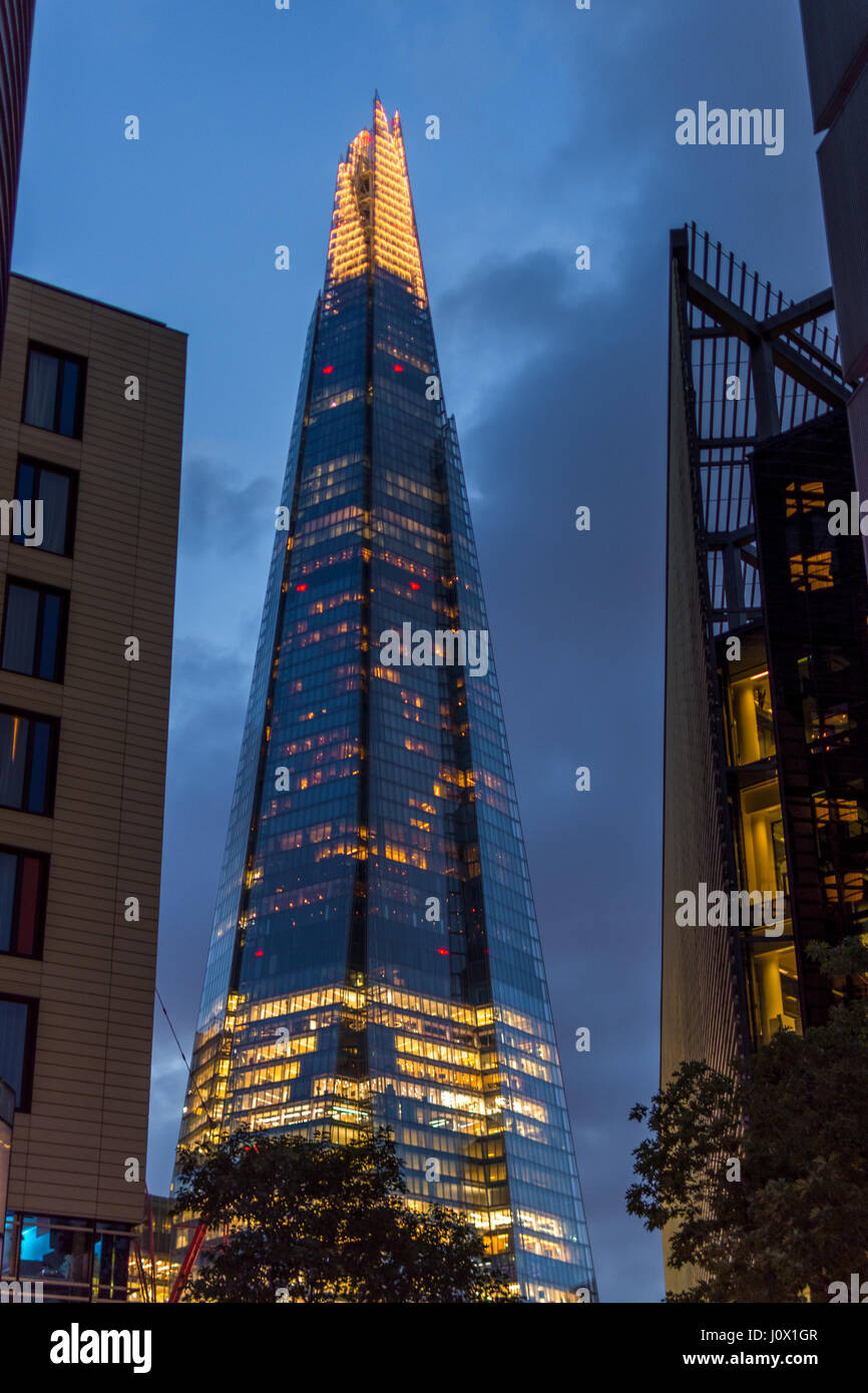 London, UK - Octomber 4, 2016: The Shard skyscraper at dusk Stock Photo