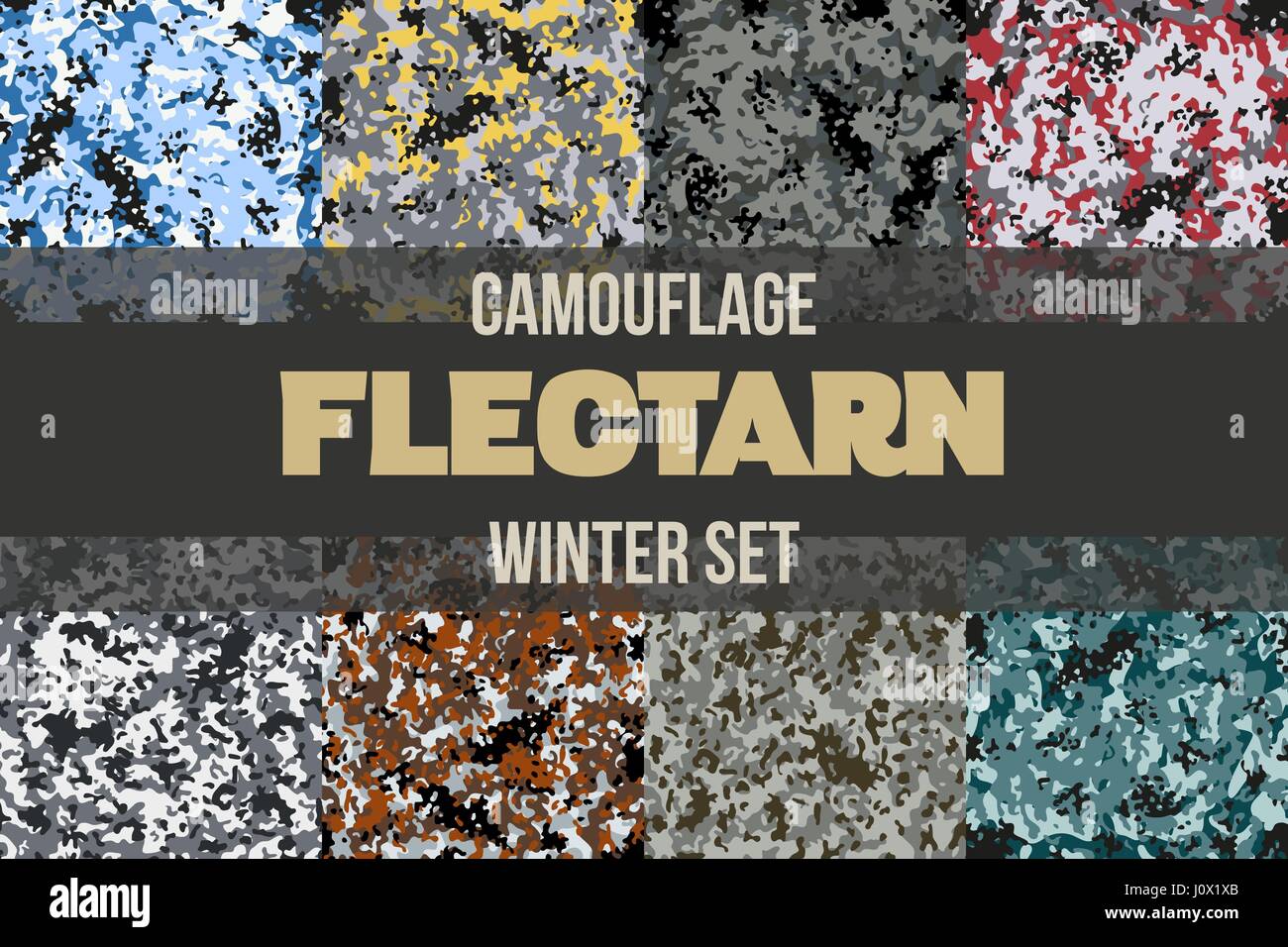Set of Winter Flectarn Camouflage seamless pattern Stock Vector