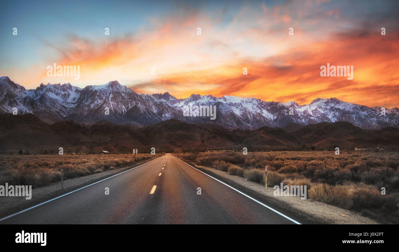 Road to Lone Pine, California, United States Stock Photo