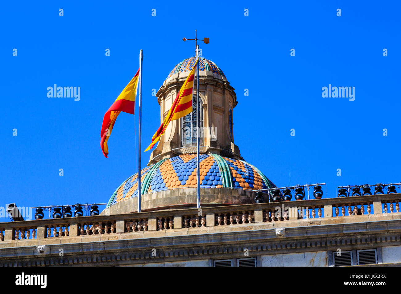 Palau de la Generalitat de Barcelona, Presidential offices in the Gothic Quarter of Barcelona, Catalunya, Spain. Placa deSant Jaume Stock Photo