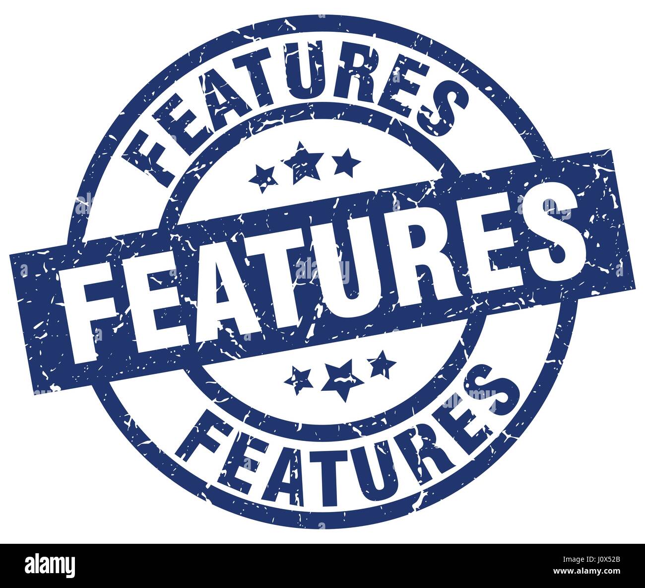 features blue round grunge stamp Stock Vector Image & Art - Alamy