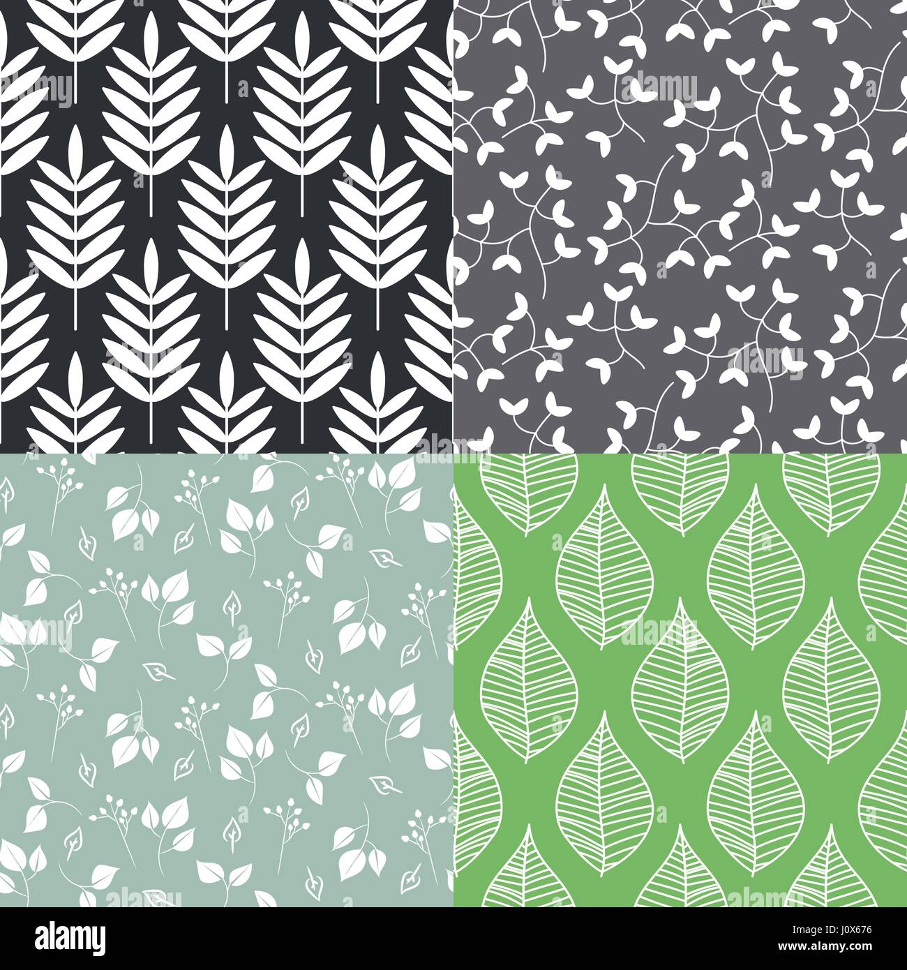 Leaves seamless vector pattern set Stock Vector Image & Art - Alamy