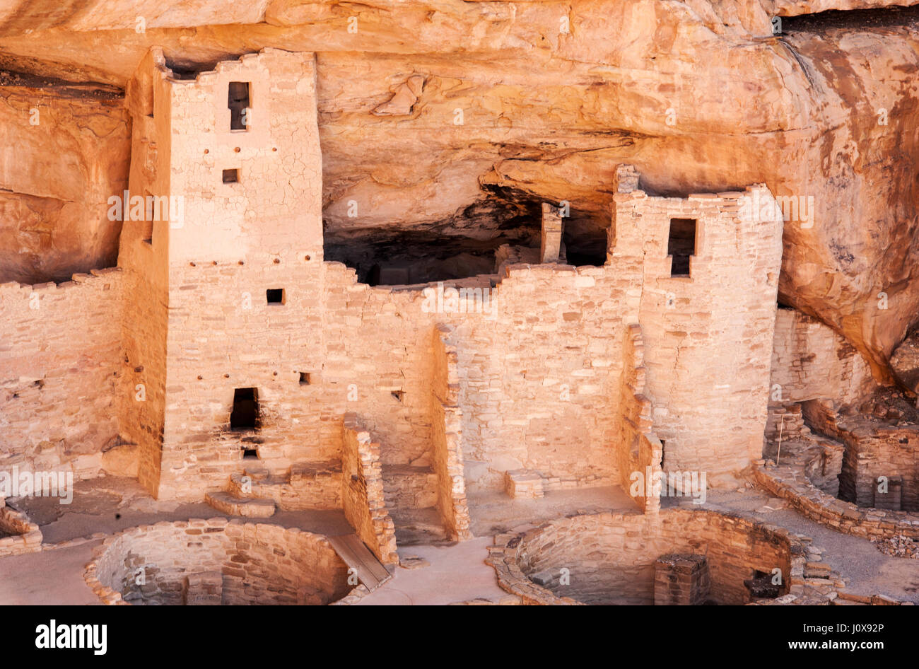 Mesa Verde National Park; Colorado; Spruce Tree House; Native American Ruins; Cliff Dwellings; Hopi Culture. Stock Photo