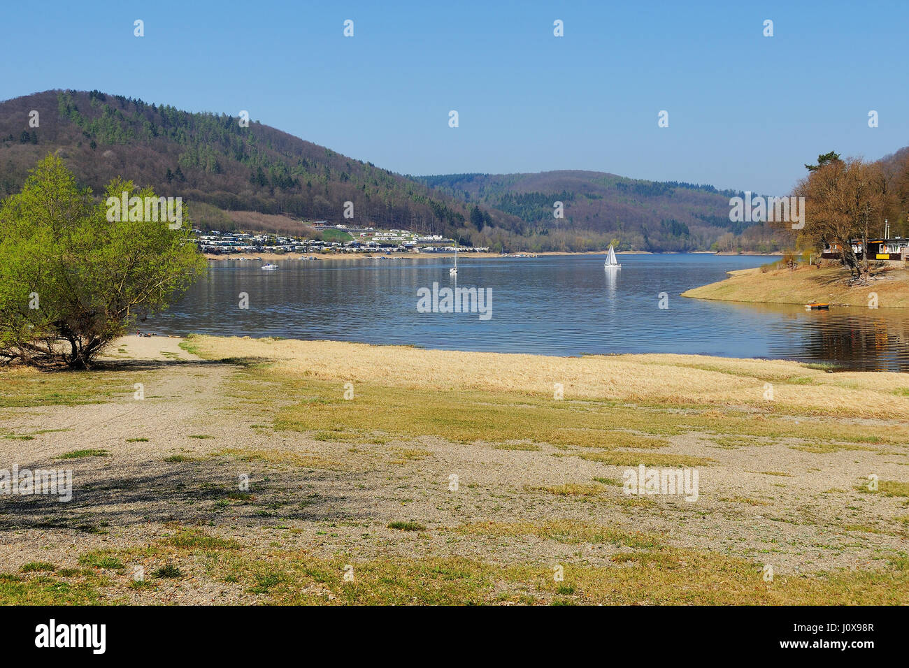 Edersee at the Rehbach Stock Photo