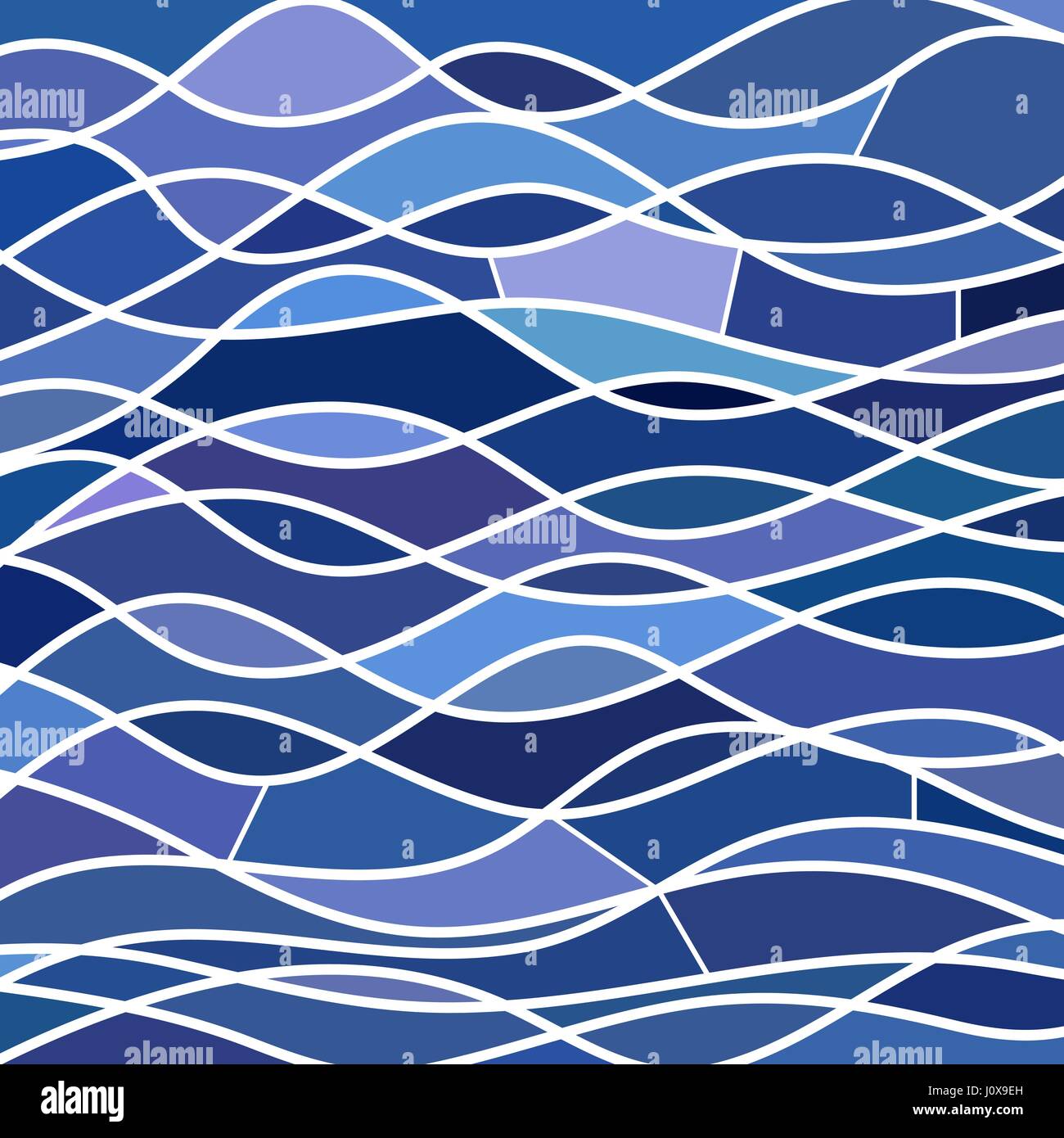 abstract vector stained-glass mosaic background - blue and violet waves ...