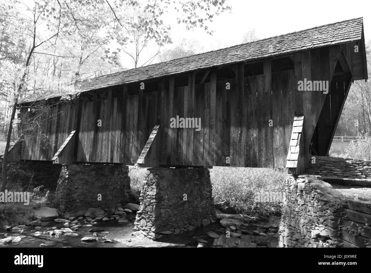 Restored Covered Bridge - these use to be found all over the United States. Stock Photo
