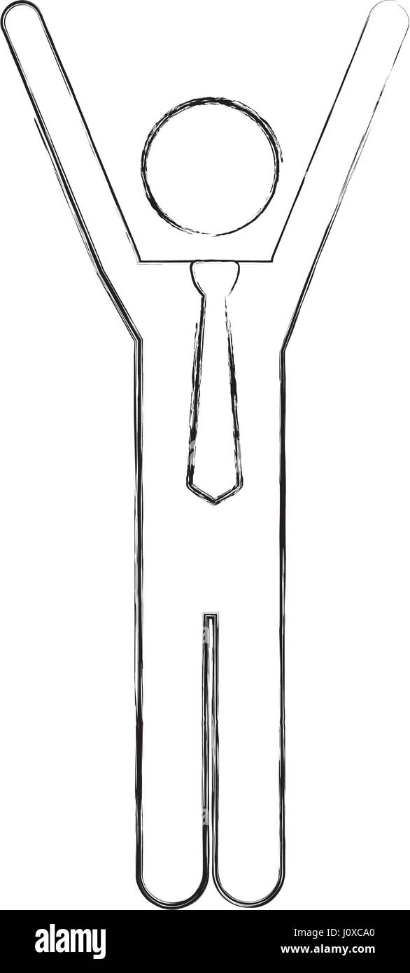 blurred silhouette pictogram of man with tie and arms extended Stock