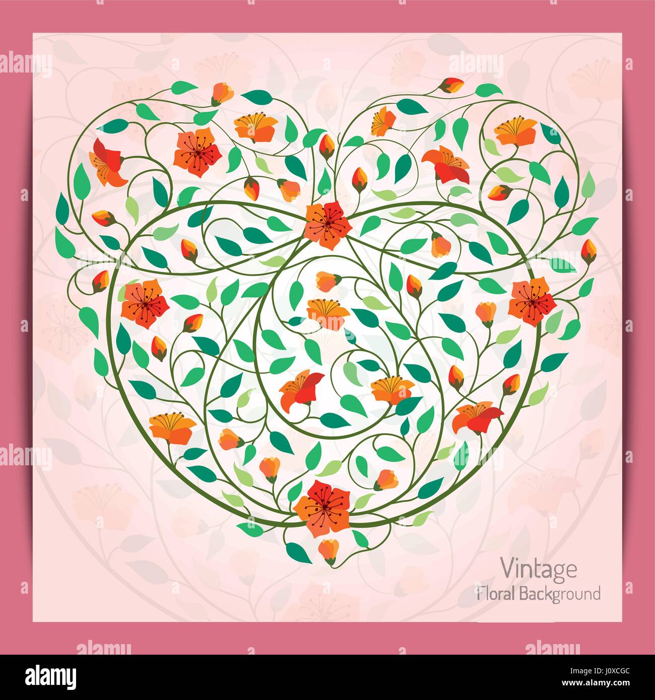 Beautiful Love Heart Icon Flower Banner Background - Vector ...