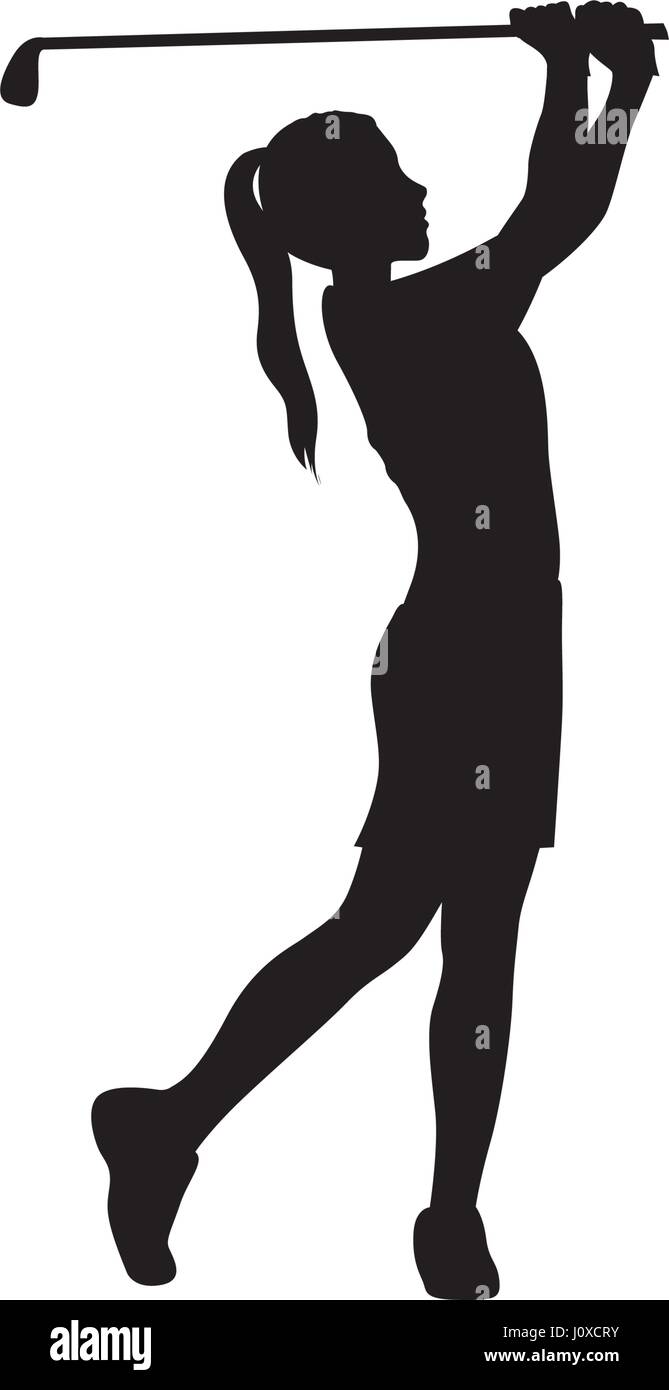 black silhouette girl playing golf Stock Vector Image \u0026 Art - Alamy, image size:669x1390