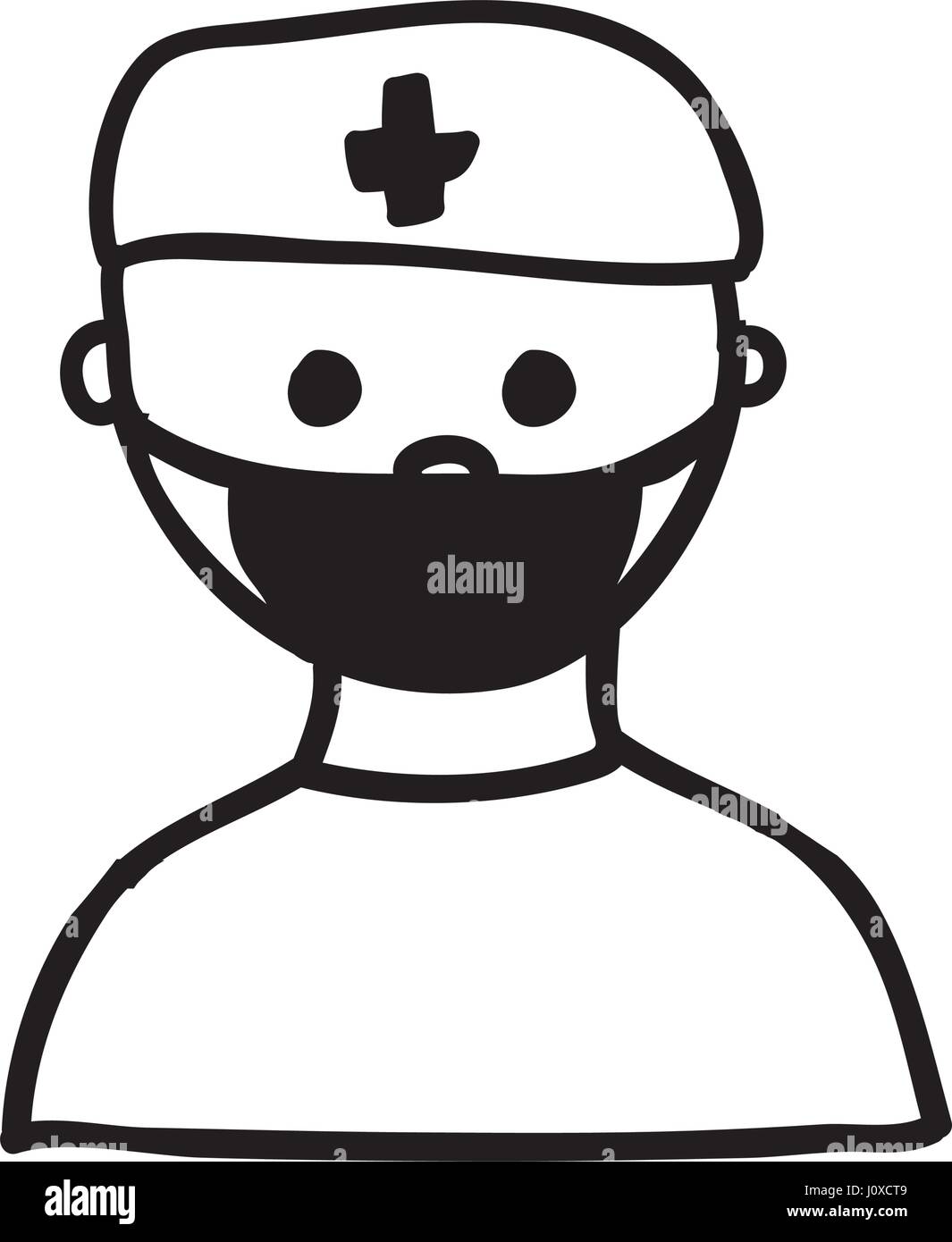 monochrome silhouette half body doctor with mask Stock Vector