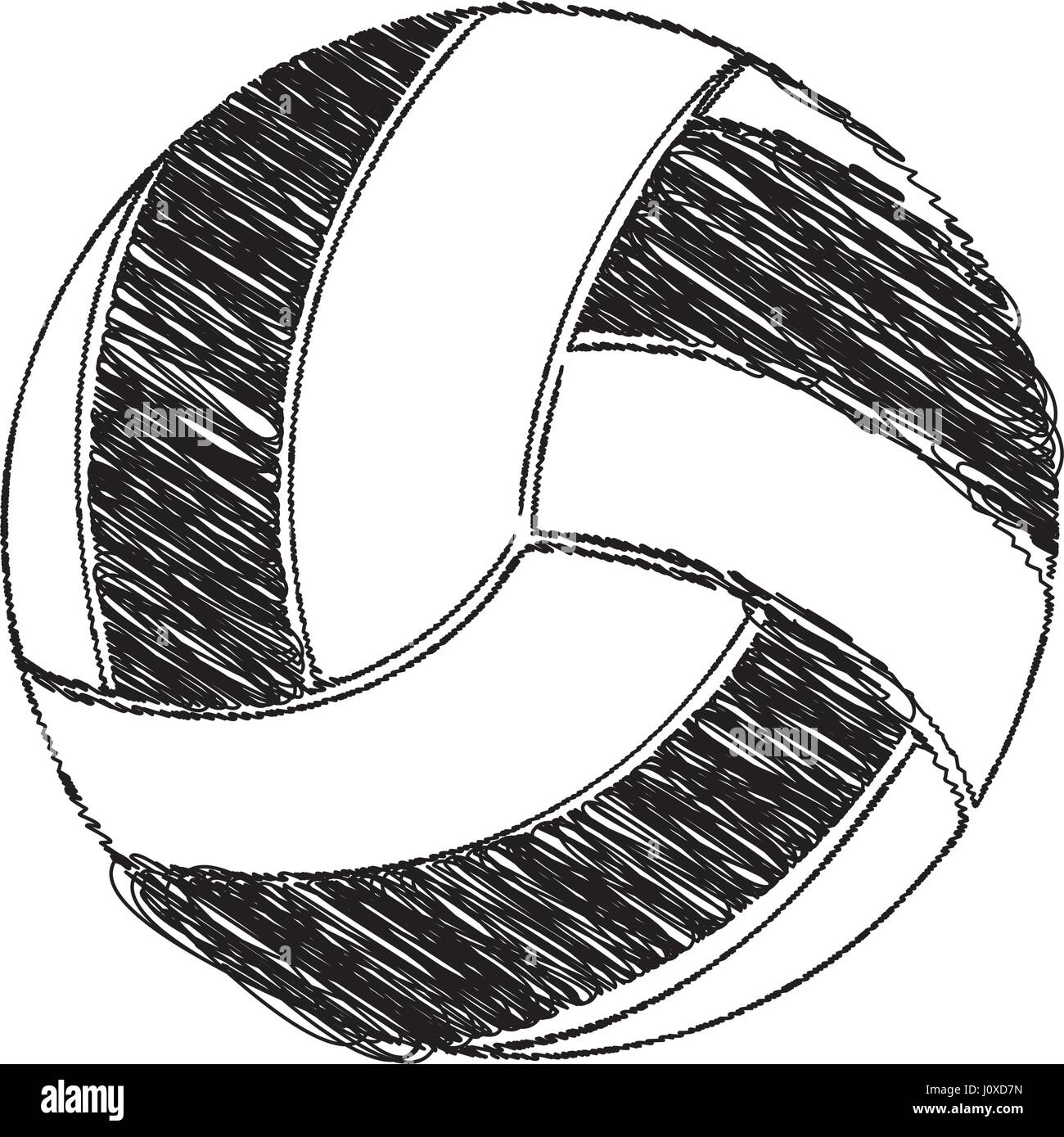 monochrome hand drawn sketch of volleyball ball Stock Vector Image ...
