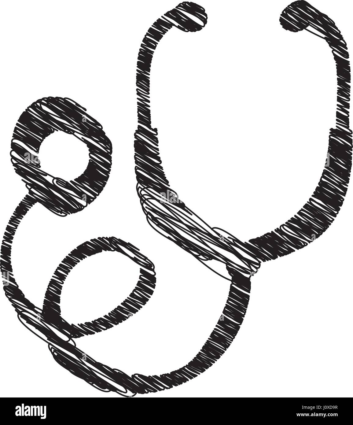 silhouette drawing stethoscope medical with auriculars Stock Vector