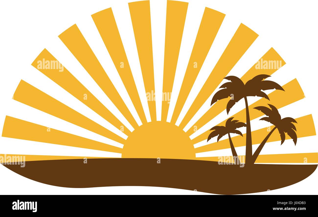 colorful sunset with beach and palms Stock Vector Image & Art - Alamy