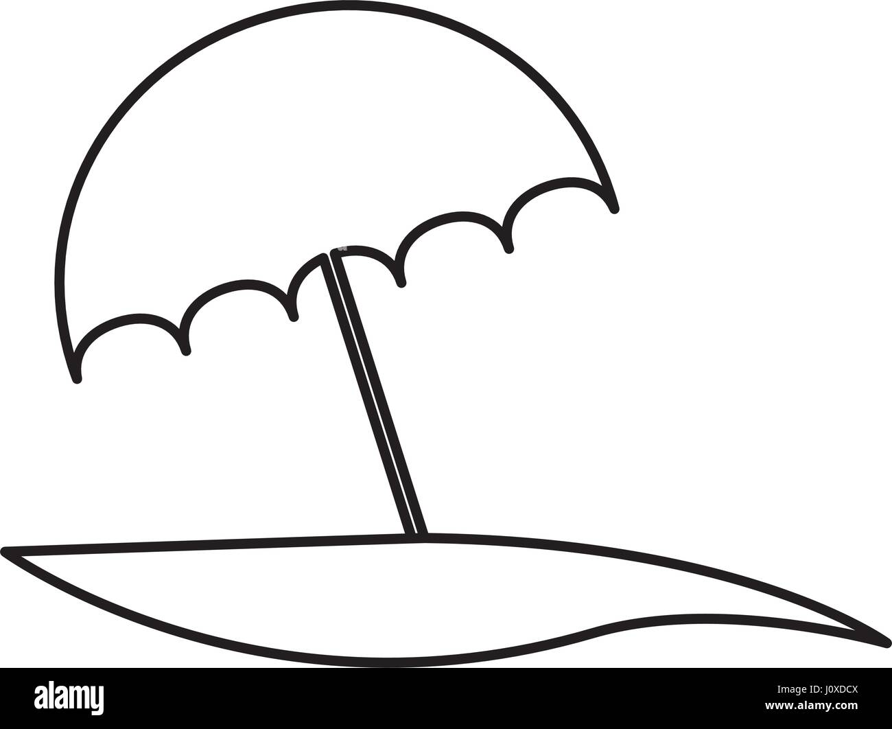 silhouette beach with umbrella icon Stock Vector