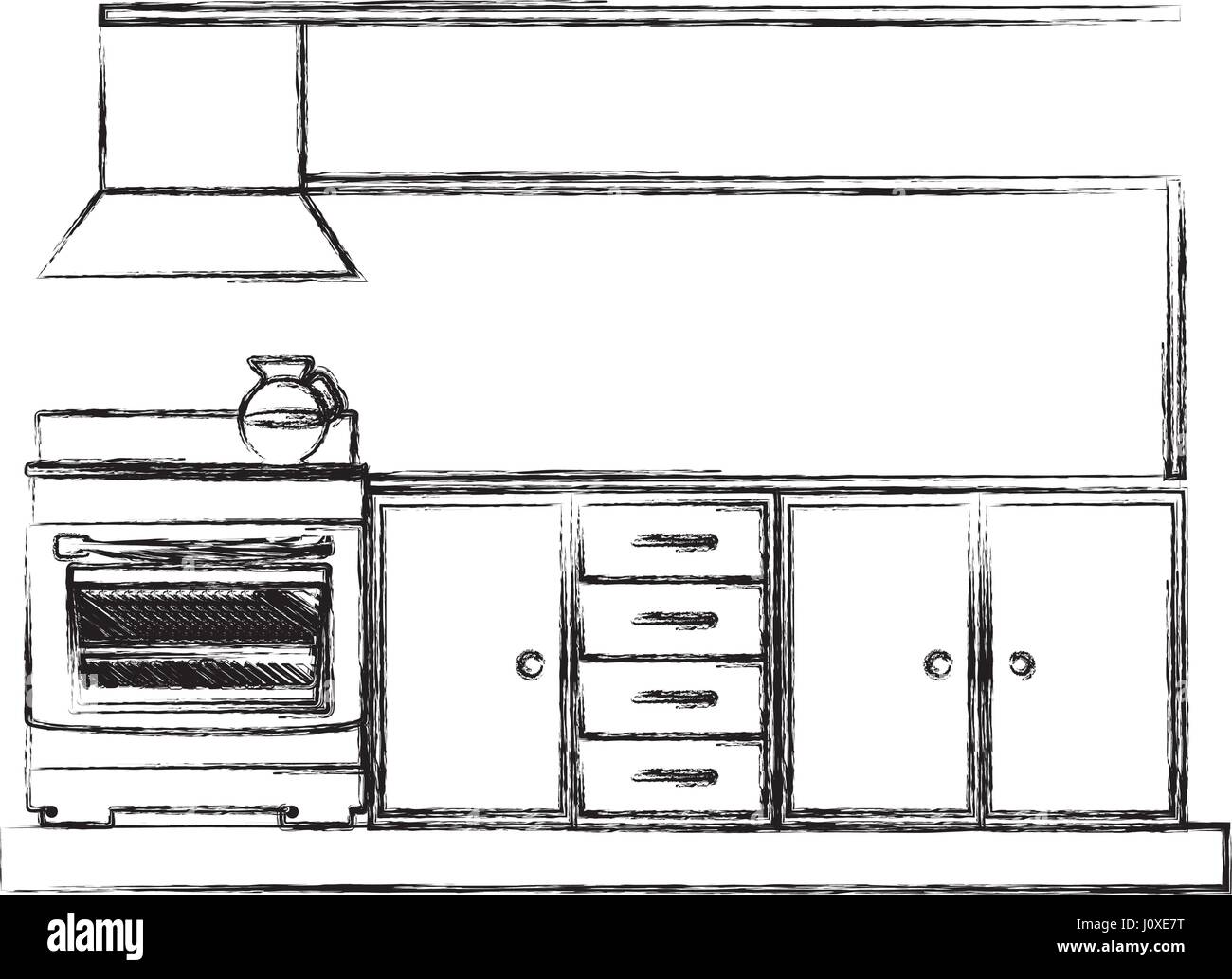 Premium AI Image | A sketch of a kitchen with a large marble counter top  and red cabinets ai