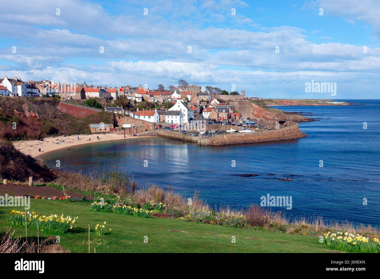 Crail harbour and town, once a Royal Burgh of Fife, Scotland with it's distinctive pantile roofs and vernacular architecture Stock Photo