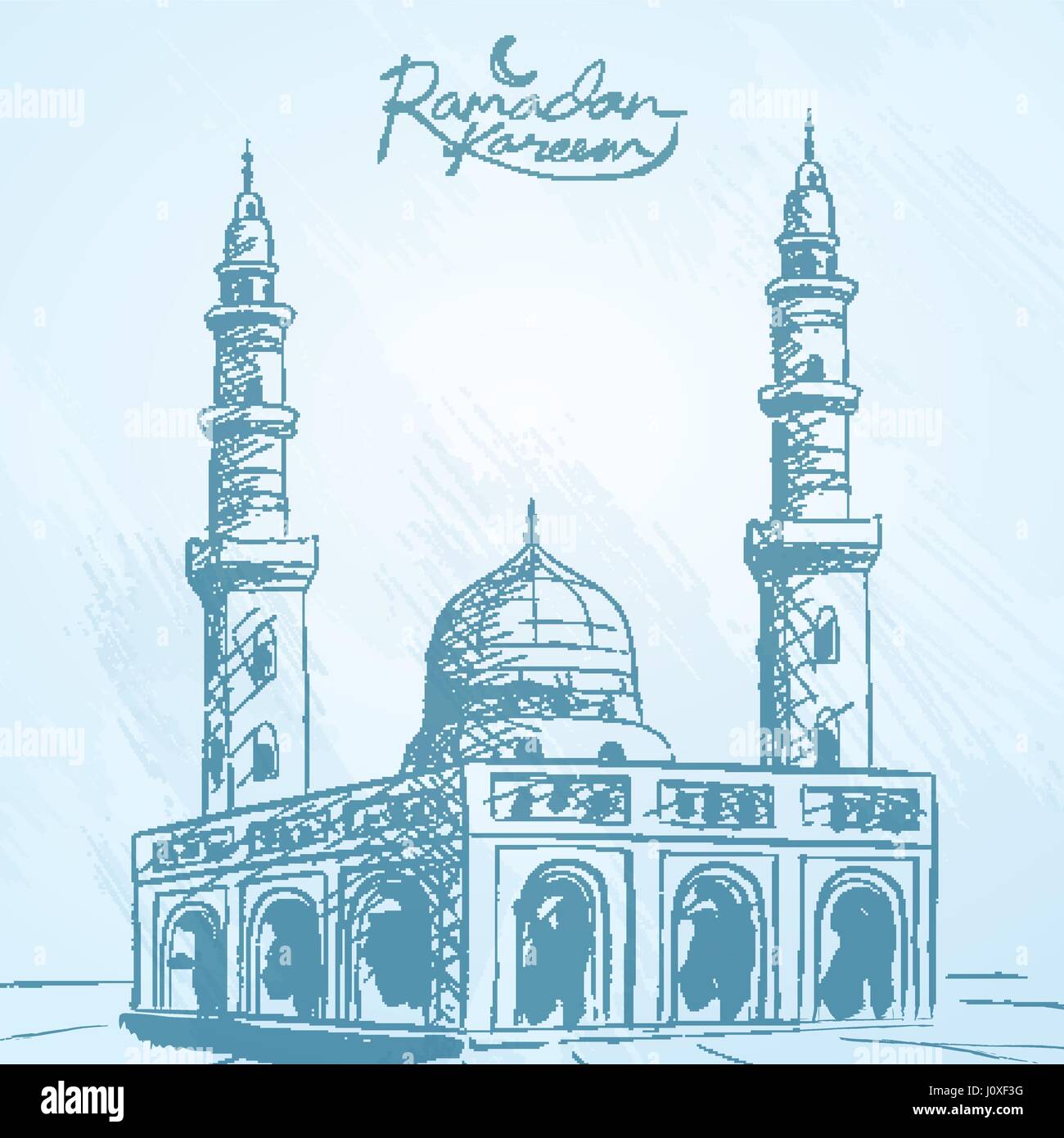 Ramadan Background vector mosque sketch Stock Vector